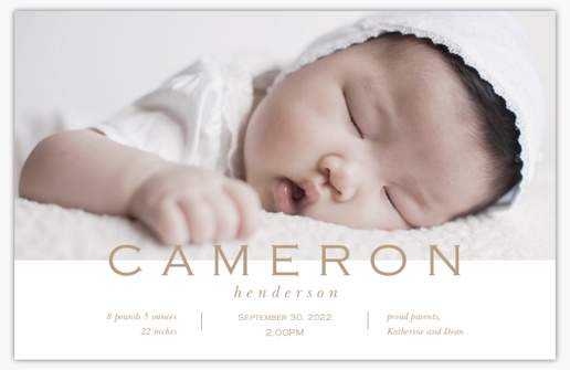 A traditional birth announcement brown design for Gender Neutral with 1 uploads