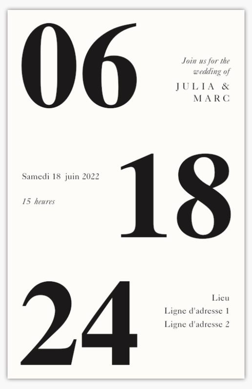 Aperçu du graphisme pour Galerie de modèles : faire-part de mariage pour typographiques, Non pliées 18.2 x 11.7 cm