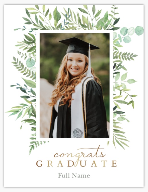 A graduation announcement greens white cream design for Type with 1 uploads