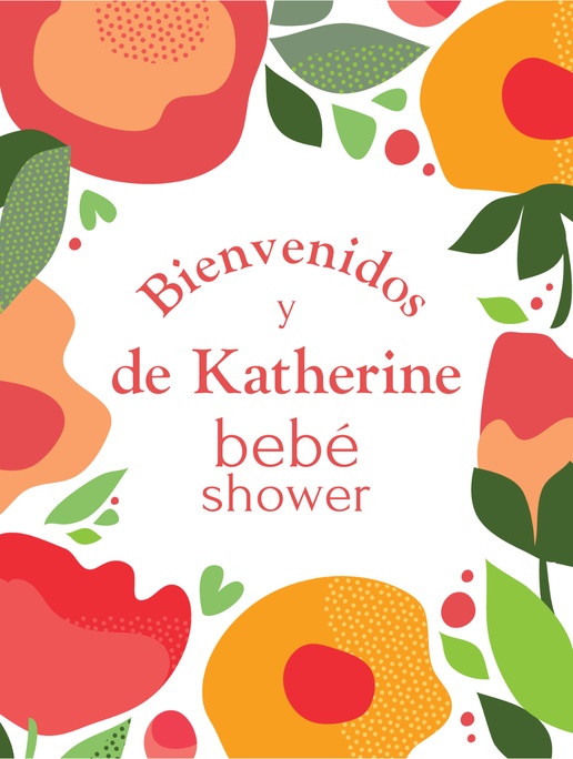Un patrón de flores flores diseño blanco naranja para Baby Shower