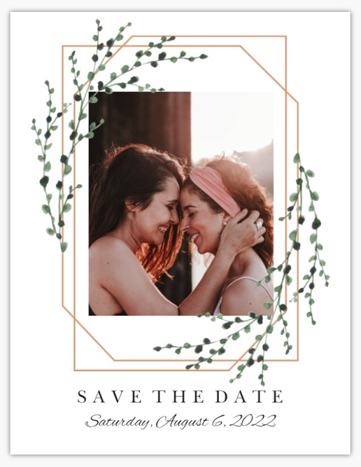 A gold and greenery greenery wedding brown green design for Save the Date with 1 uploads