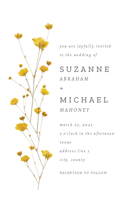 Design Preview for Wedding Invitations  , 4.6" x 7.2" Flat
