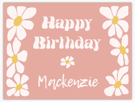 A retro florals kids birthday pink white design for Floral