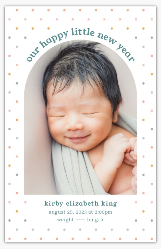 A colorful baby announcement christmas card white gray design for Theme with 1 uploads