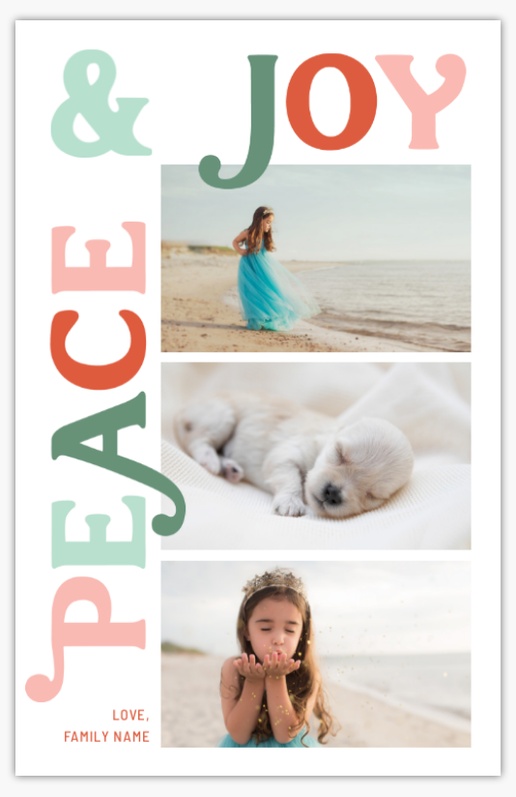 A whimsical type joy  peace white gray design for Greeting with 3 uploads