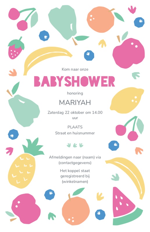 Voorvertoning ontwerp voor Uitnodigingen voor een babyshower, 18.2 x 11.7 cm