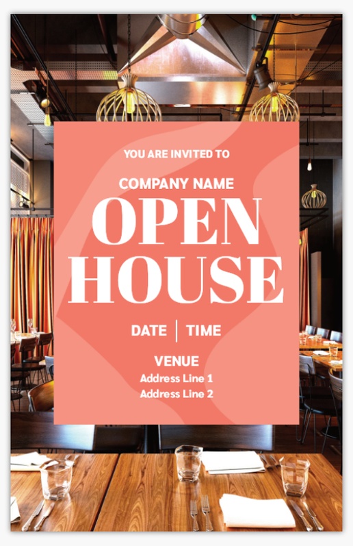 A open business event pink brown design for Relocation & Open House