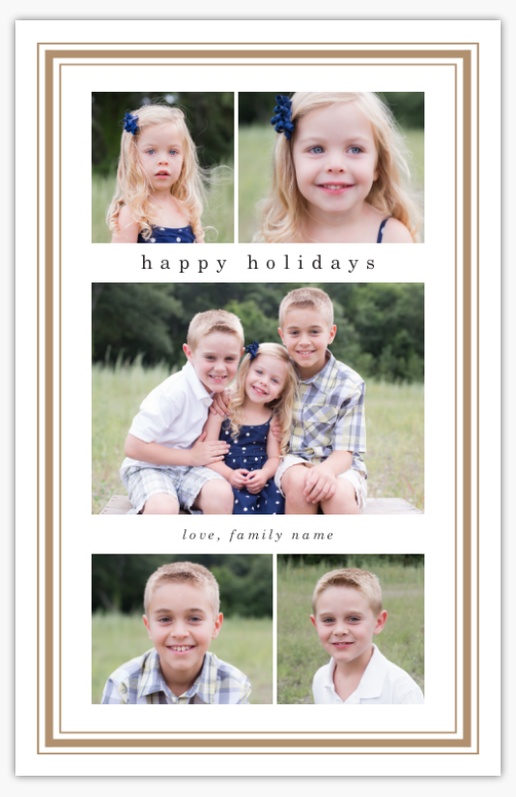 A multiphoto card classic gray white design for Holiday with 5 uploads