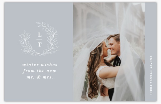 A wedding holiday card simple blue gray design for Theme with 1 uploads