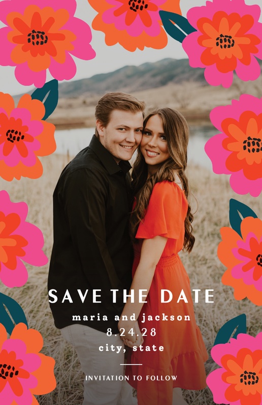 A floral save the date red black design for Summer with 1 uploads