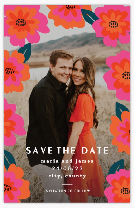 Design Preview for Design Gallery: Floral Save The Date Cards, Flat 11.7 x 18.2 cm