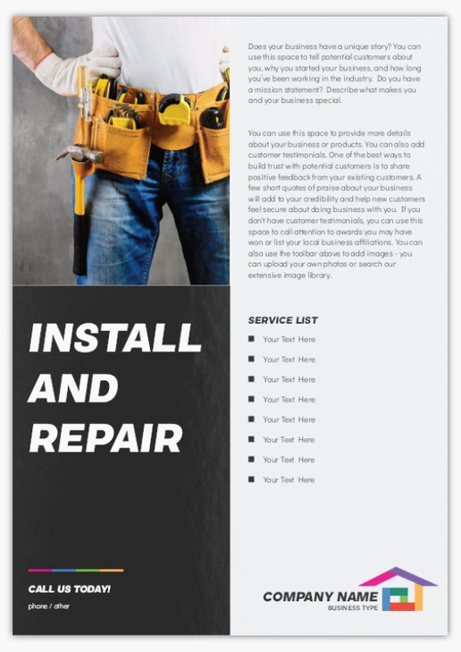 Design Preview for Design Gallery: Handyman Postcards, A5 (148 x 210 mm)