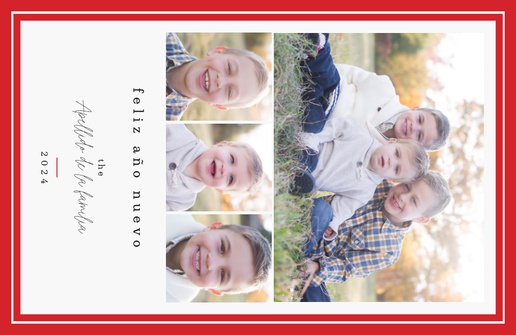 Un rojo y blanco tarjeta multifoto diseño rojo gris para Tema con 4 imágenes