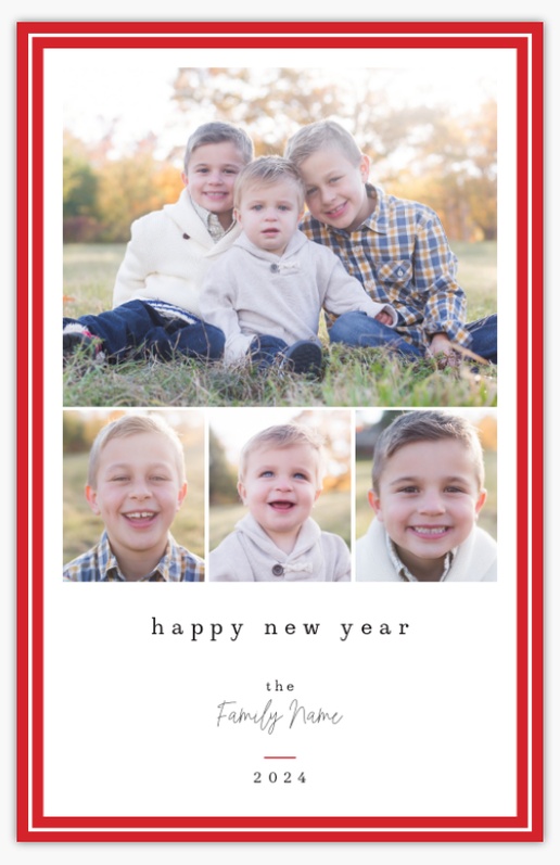 A red and white multiphoto card red black design for Theme with 4 uploads