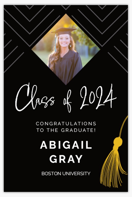 A high school graduation vertical black gray design for Graduation Party with 1 uploads