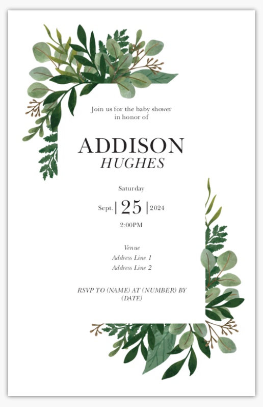 A gender neutral baby shower greenery white green design for Type