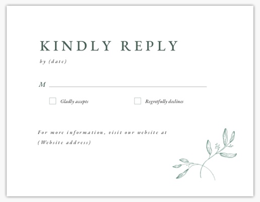 A greenery reply card white design for Spring