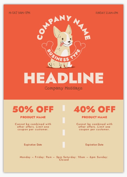 A vet coupon orange brown design for Animals