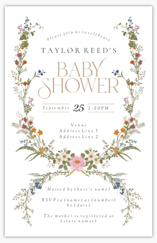 Design Preview for Baby Shower Invitations , 4.6” x 7.2” Flat