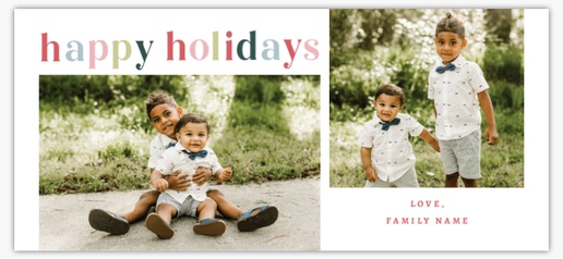 A whimsical colorful typography white gray design for Holiday with 2 uploads