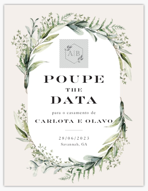 Pré-visualização do design de Cartões “save the date”, 13,9 x 10,7 cm
