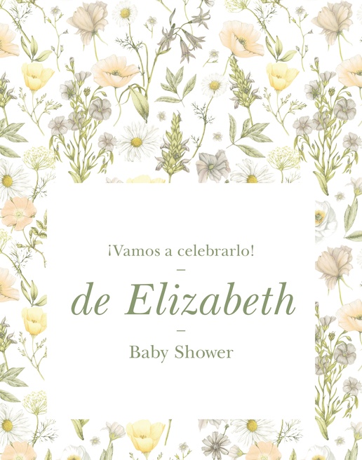 Un baby shower flores de jardín diseño blanco crema para Floral