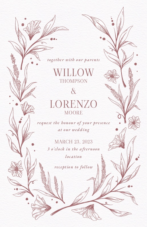 Design Preview for Design Gallery: Rustic Wedding Invitations, 4.6" x 7.2" Flat