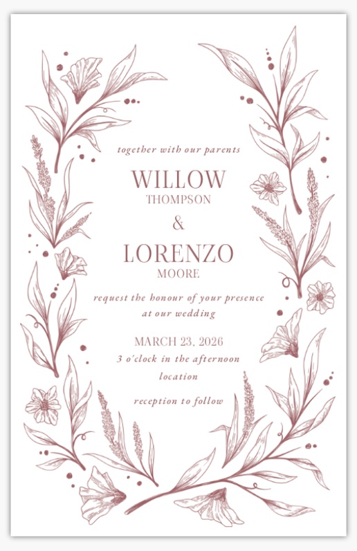 Design Preview for Wedding Invitations  , 4.6" x 7.2" Flat