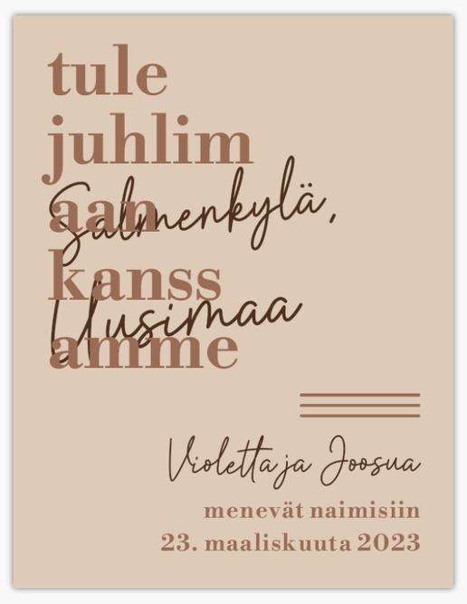 Mallin esikatselu Mallivalikoima: Typografiset Muista päivämäärä -kortit, 13,9 x 10,7 cm