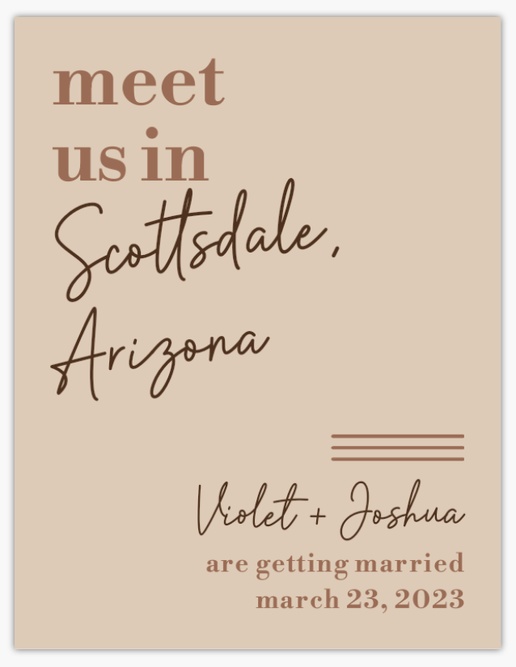 A destination save the date meet us cream brown design for Theme