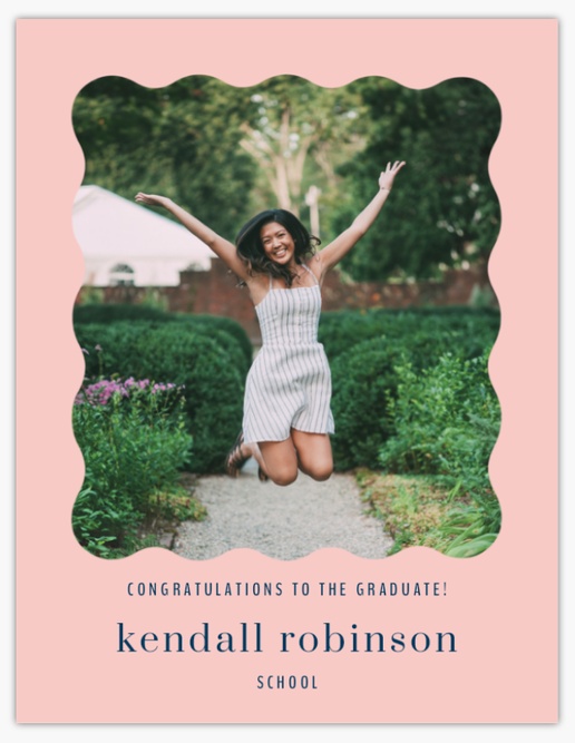 A scalloped frame colorful pink gray design for Graduation Announcements with 1 uploads