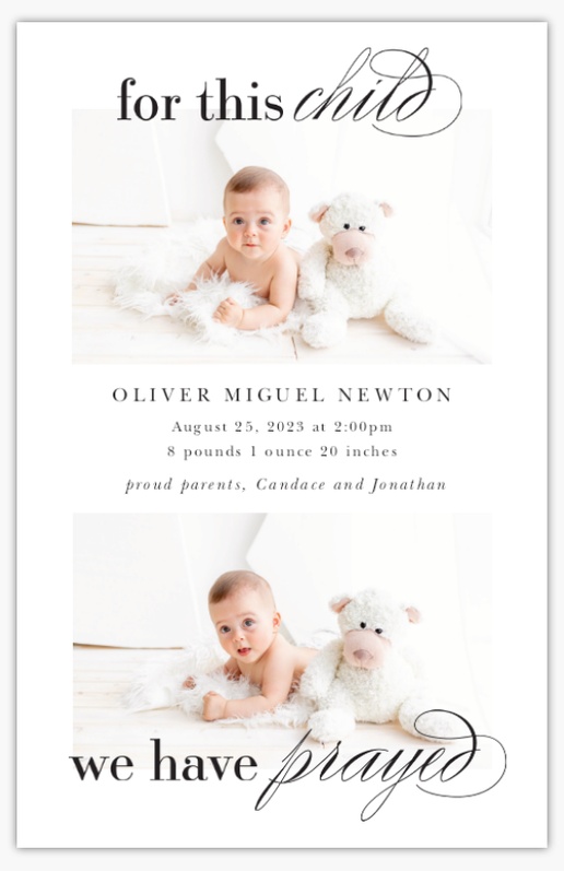 A christmas birth announcement baby white gray design for Theme with 2 uploads