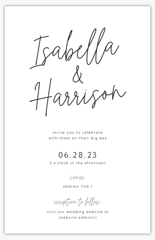 Design Preview for Typographical Wedding Invitations Templates, 4.6" x 7.2" Flat