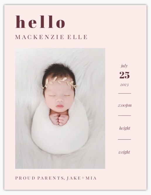 Design Preview for Design Gallery: Birth Announcements Invitations & Announcements, 5.5" x 4" Flat
