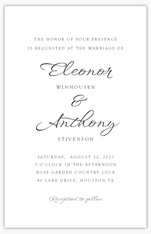 Design Preview for Elegant Wedding Invitations Templates, 4.6" x 7.2" Flat