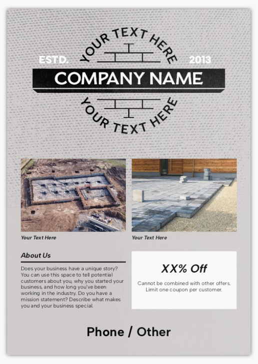 Design Preview for Design Gallery: Masonry & Bricklaying Postcards, A5 (148 x 210 mm)
