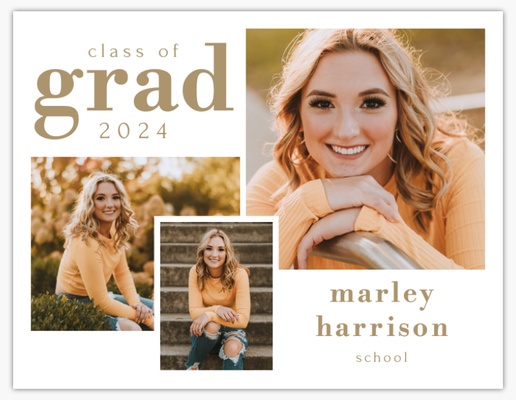 A classic gold and white white gray design for Graduation with 3 uploads