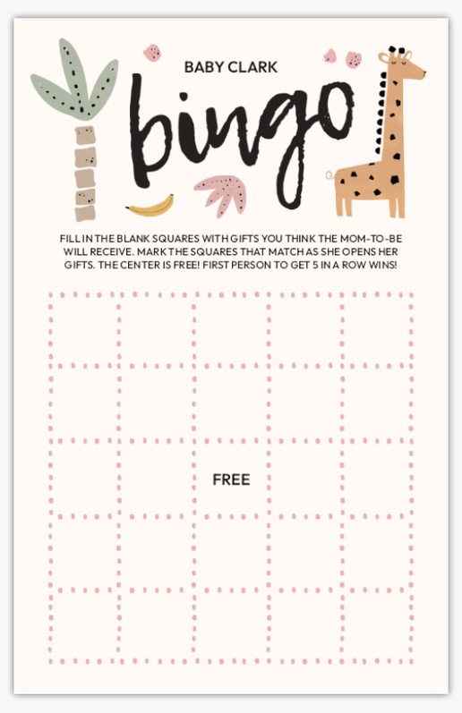 A giraffe baby shower game white brown design for Type
