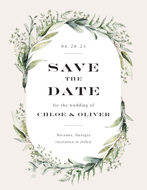 A traditional new2023 white cream design for Save the Date