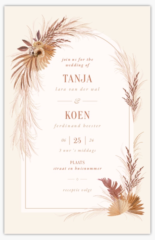 Voorvertoning ontwerp voor Ontwerpgalerij: Bloemen Trouwkaarten, Ongevouwen 21.6 x 13.9 cm
