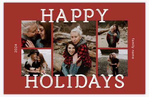 A traditional multiphoto red gray design for Greeting with 5 uploads