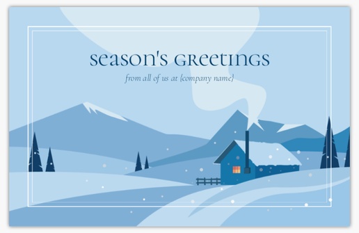 A snow covered mountains seasons greeting blue design for Greeting