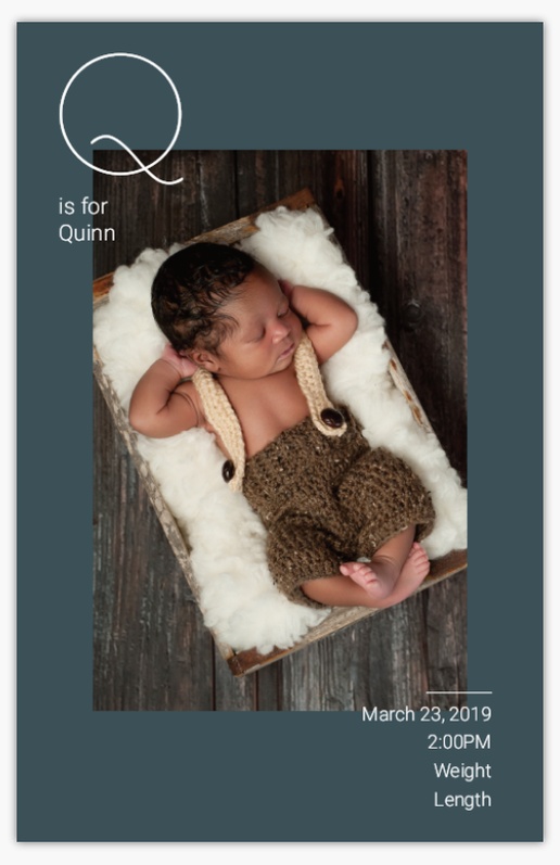 A classic birth announcement gray design for Traditional & Classic with 1 uploads