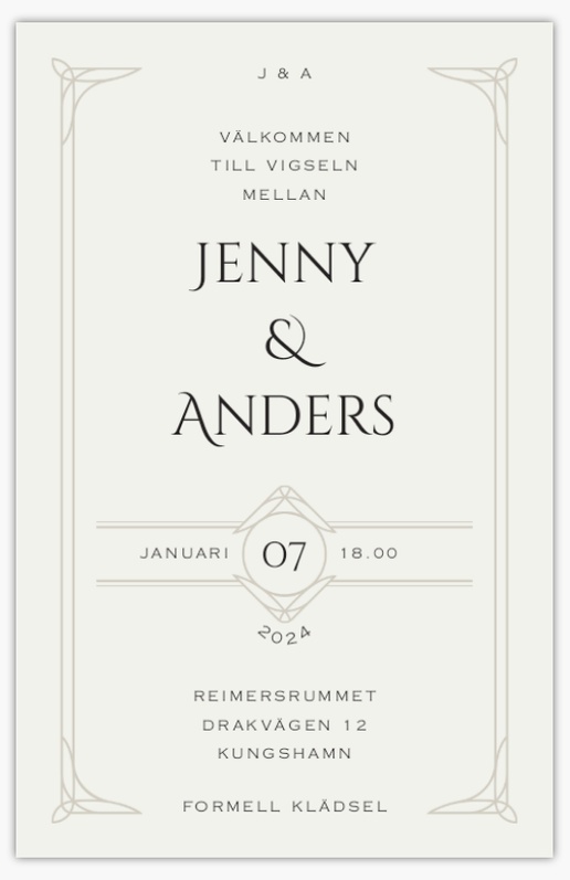 Förhandsgranskning av design för Designgalleri: Bröllopsinbjudningar, Enkelt 21.6 x 13.9 cm