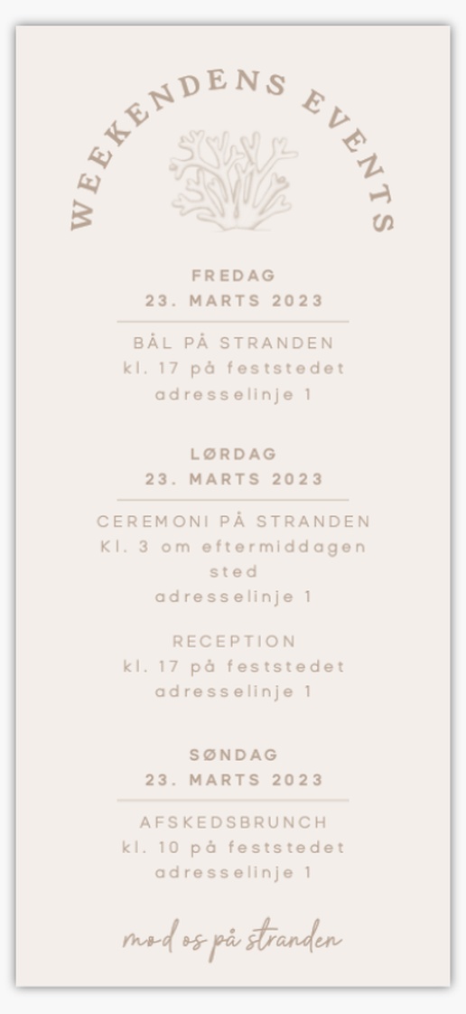 Forhåndsvisning af design for Designgalleri: Traditionelt og klassisk Bryllupsprogrammer, 21 x 9.5 cm
