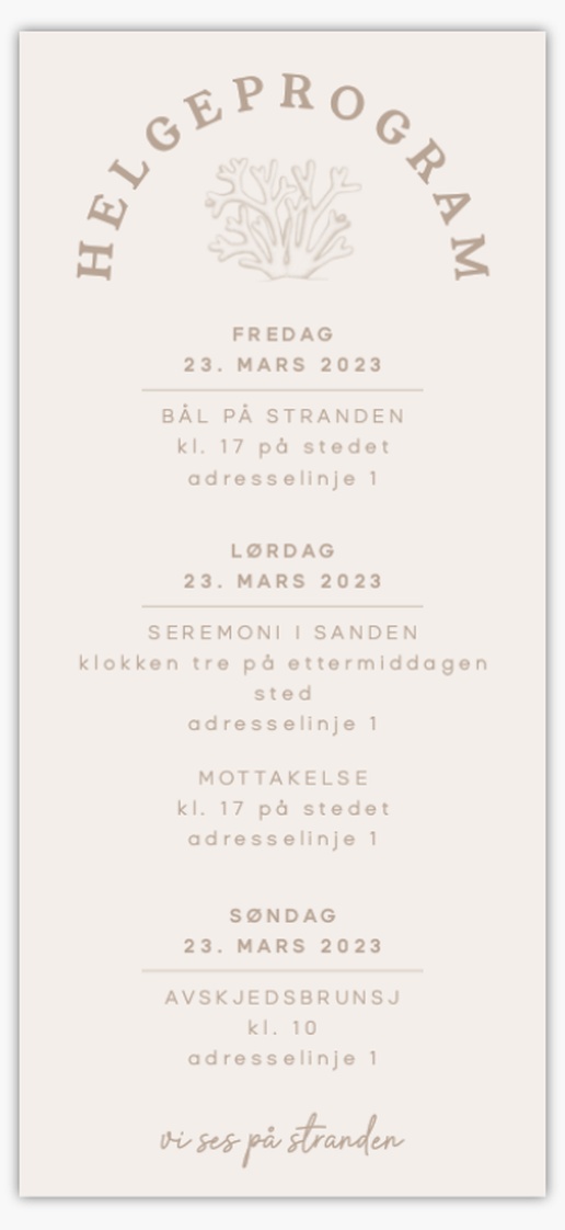 Forhåndsvisning av design for Designgalleri: Tradisjonell og klassisk Bryllupsprogrammer, 21 x 9.5 cm