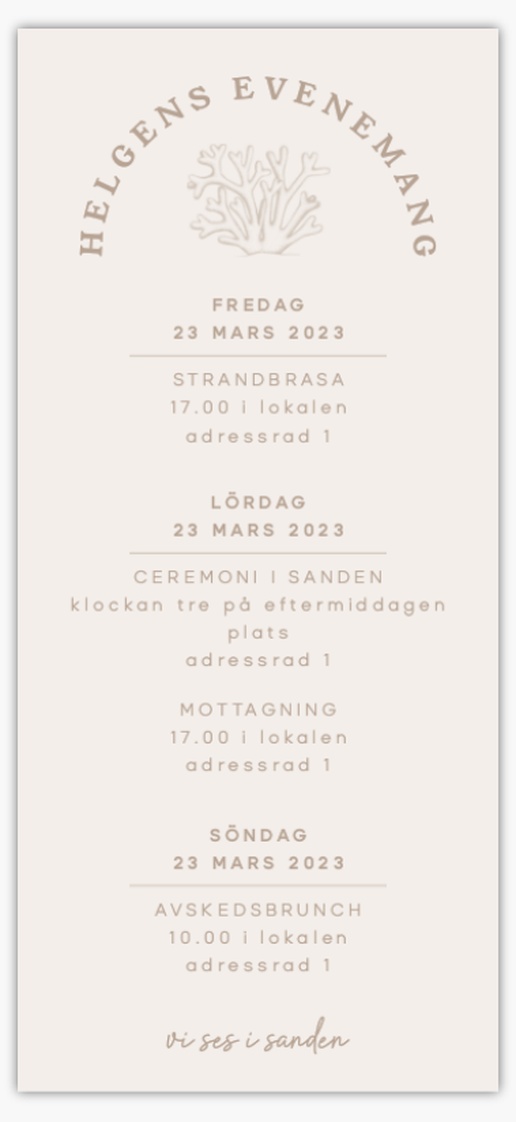 Förhandsgranskning av design för Designgalleri: Bröllopsprogram, 21 x 9.5 cm