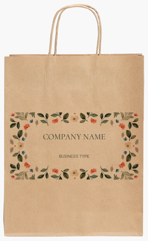 Design Preview for Design Gallery: Florals & Greenery Standard Kraft Paper Bags, 240 x 110 x 310 mm