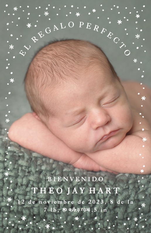 Un bebé anuncio de nacimiento navideño diseño crema para Tema con 1 imágenes