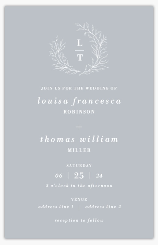Design Preview for Monograms Wedding Invitations Templates, 4.6" x 7.2" Flat